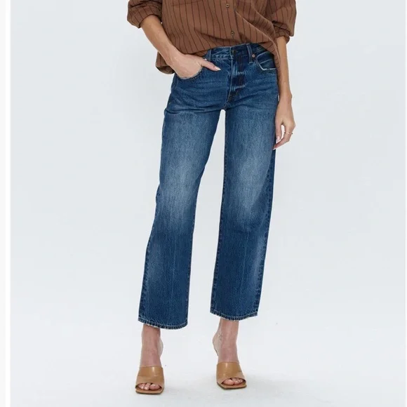 Pistola Lexi Distressed Crop Barrel Jeans (30) - Picture 4 of 5